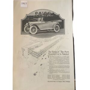 Vintage 1917 Paige Home of the Most Beautiful Car in America Ad Advertisement